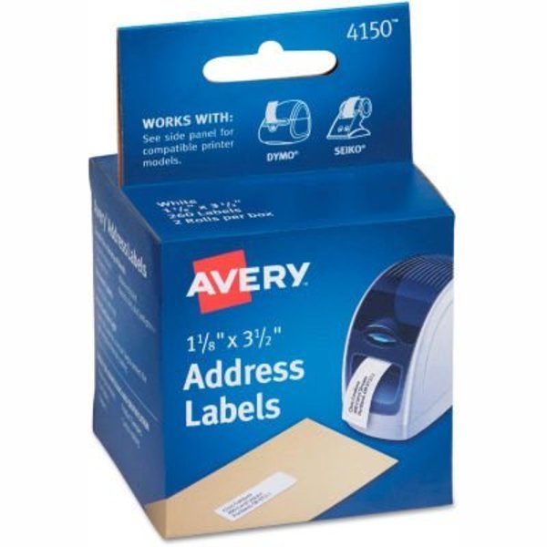 Avery® Thermal Printer Labels, Address, 1-1/8 x 3-1/2, White, 260 Labels/Box